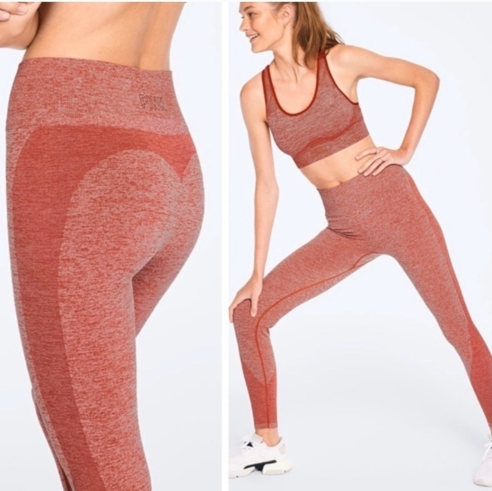 PINK Seamless Enhancing High Waist Heather Red Orange Leggings Large
